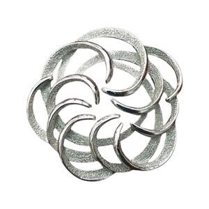 Sarah Coventry Large 'Tailored Swirl' Open Flower Brooch in Silvertone Rhodium-P